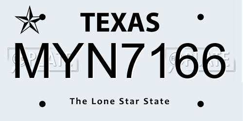 MYN7166 Texas License Plate