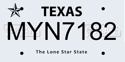 MYN7182 Texas License Plate