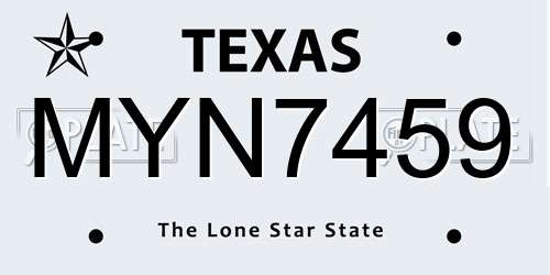 MYN7459 Texas License Plate