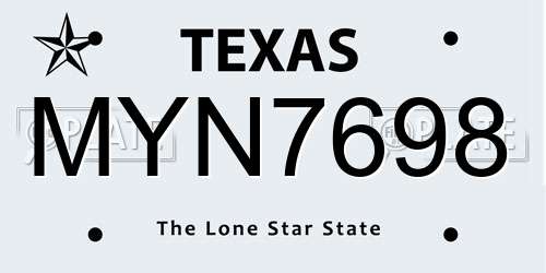 MYN7698 Texas License Plate