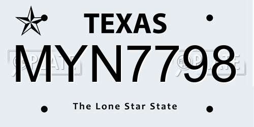 MYN7798 Texas License Plate