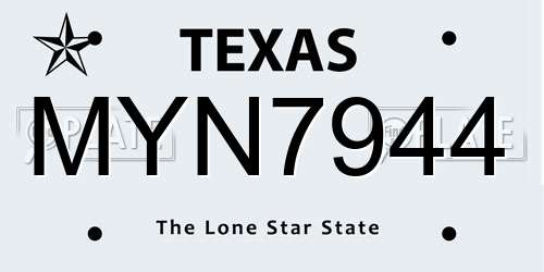 MYN7944 Texas License Plate
