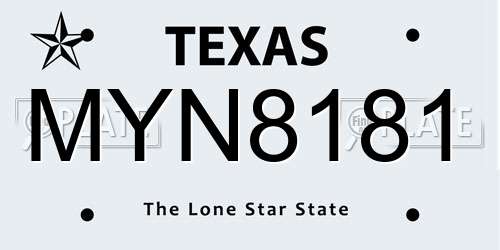 MYN8181 Texas License Plate