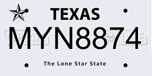 MYN8874 Texas License Plate