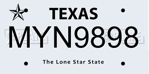 MYN9898 Texas License Plate