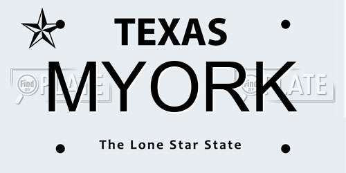 MYORK Texas License Plate
