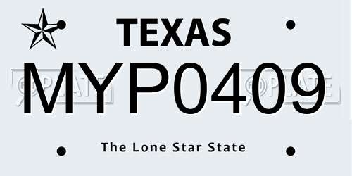 MYP0409 Texas License Plate