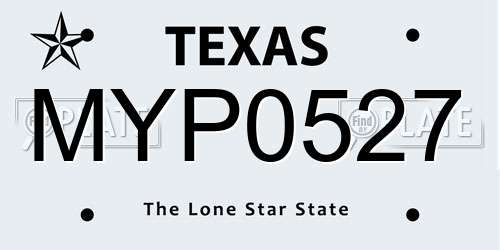 MYP0527 Texas License Plate