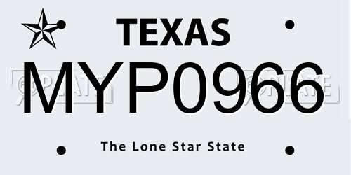 MYP0966 Texas License Plate