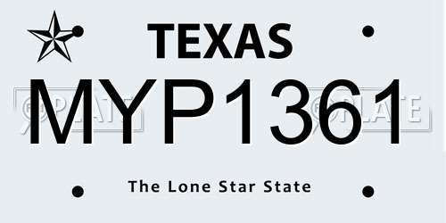 MYP1361 Texas License Plate