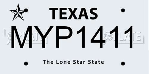 MYP1411 Texas License Plate