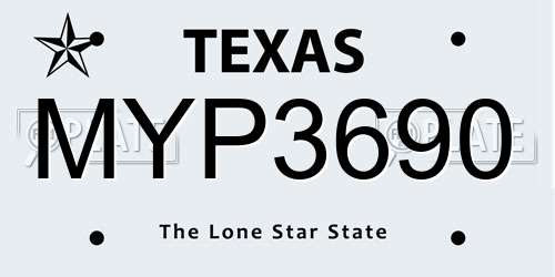 MYP3690 Texas License Plate