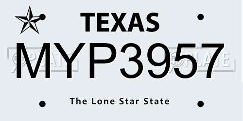 MYP3957 Texas License Plate