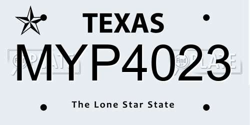 MYP4023 Texas License Plate
