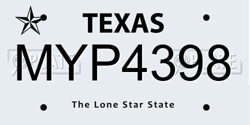 MYP4398 Texas License Plate