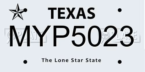 MYP5023 Texas License Plate