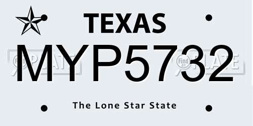 MYP5732 Texas License Plate
