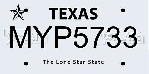 MYP5733 Texas License Plate