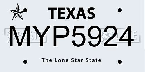 MYP5924 Texas License Plate
