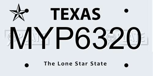 MYP6320 Texas License Plate