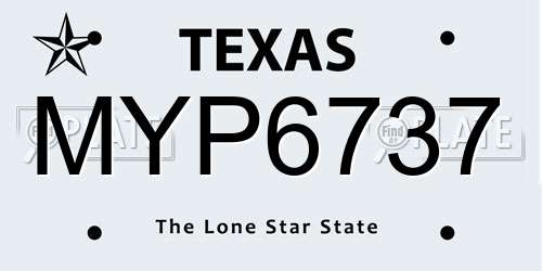 MYP6737 Texas License Plate