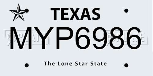MYP6986 Texas License Plate