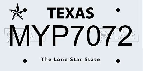 MYP7072 Texas License Plate