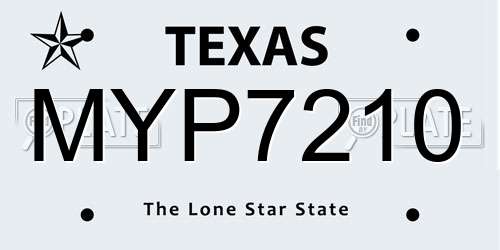 MYP7210 Texas License Plate