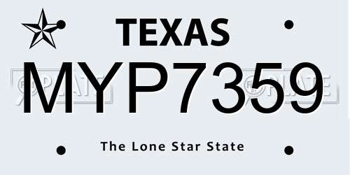 MYP7359 Texas License Plate