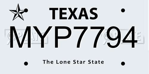 MYP7794 Texas License Plate
