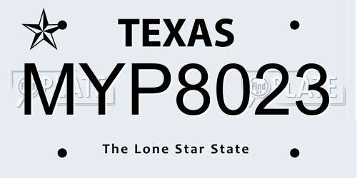 MYP8023 Texas License Plate