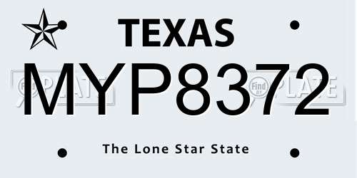 MYP8372 Texas License Plate