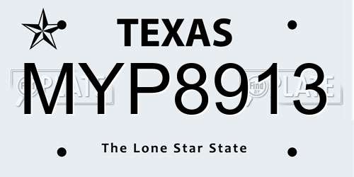 MYP8913 Texas License Plate