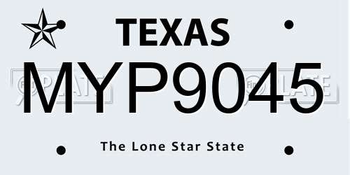 MYP9045 Texas License Plate