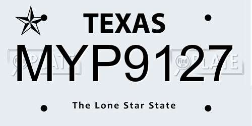 MYP9127 Texas License Plate