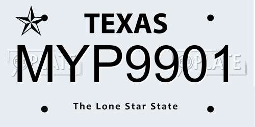 MYP9901 Texas License Plate