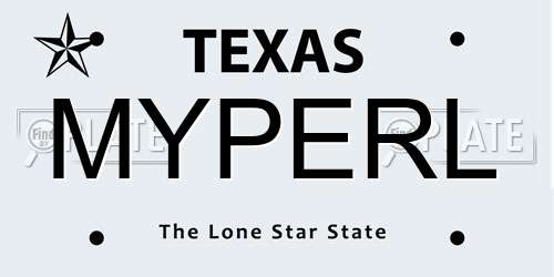 MYPERL Texas License Plate