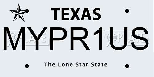 MYPR1US Texas License Plate