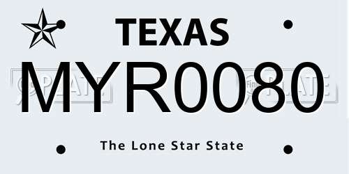 MYR0080 Texas License Plate