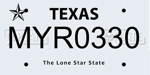 MYR0330 Texas License Plate