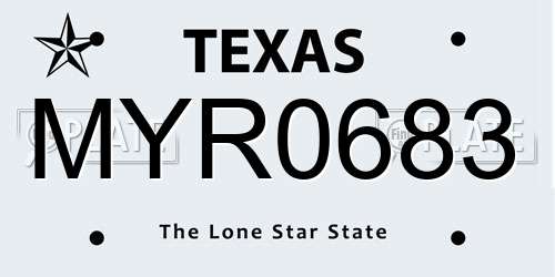 MYR0683 Texas License Plate