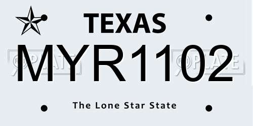 MYR1102 Texas License Plate