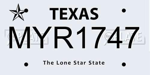 MYR1747 Texas License Plate