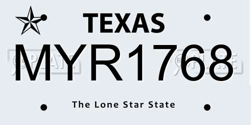 MYR1768 Texas License Plate