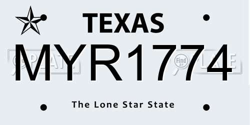 MYR1774 Texas License Plate