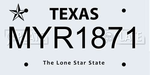 MYR1871 Texas License Plate
