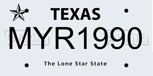 MYR1990 Texas License Plate
