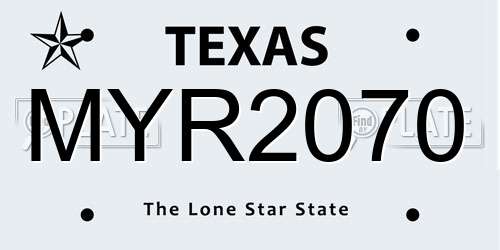 MYR2070 Texas License Plate