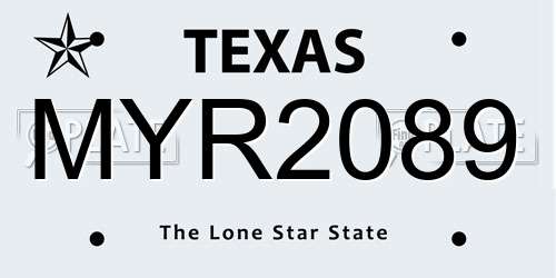 MYR2089 Texas License Plate