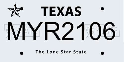MYR2106 Texas License Plate